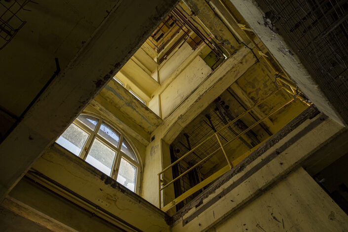 Detailansicht aus dem Innenraum der Ellmühle im Deutzer Hafen.